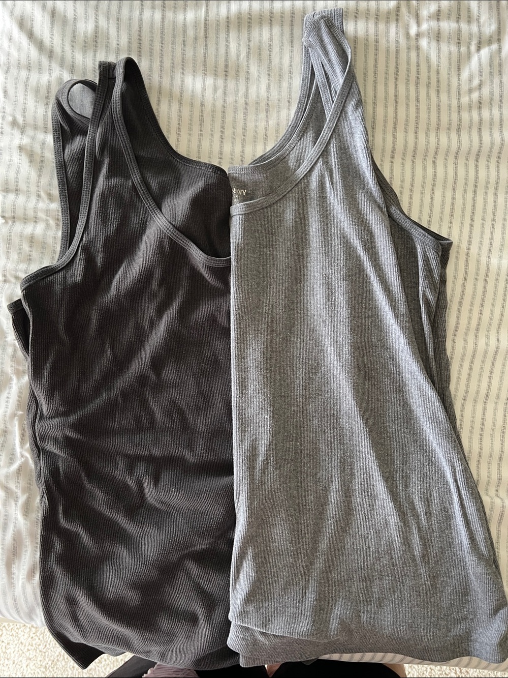 Two Women’s Ribbed Tank Top - Gray and Dark Charcoal